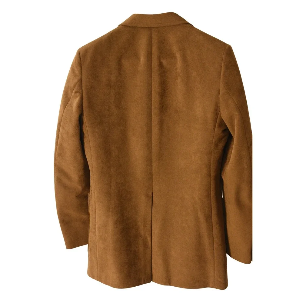 70s Vintage Faux Suede Blazer Mens 38R Brown Western Sport Coat 2 Button Casual